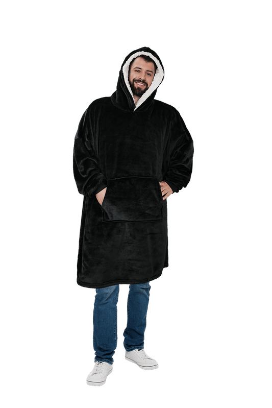 Men's Hooded Oversized Blanket, Giant Hoodie With Sherpa Lining. Buy now for £18.00. A Hooded Blanket by Sock Stack. black, blue, check, grey, Grey check, hooded, hooded blanket, hoodie, large, loungewear, man, medium, mens, natural, navy, nightwear, over
