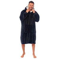 Oversized Men's Hooded Blanket Sweatshirt with Sherpa Lining Plush Wearable Hoodie for Lounging Camping One Size Fits All by Daisy Dreamer BLACK Hooded Blanket
