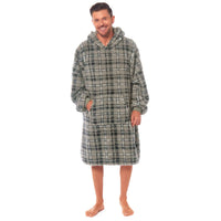 Oversized Men's Hooded Blanket Sweatshirt with Sherpa Lining Plush Wearable Hoodie for Lounging Camping One Size Fits All by Daisy Dreamer GREY CHECK Hooded Blanket
