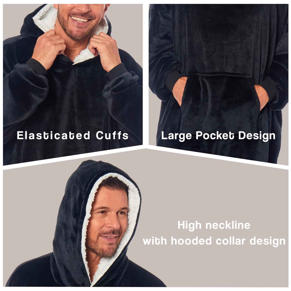 Oversized Men's Hooded Blanket Sweatshirt with Sherpa Lining Plush Wearable Hoodie for Lounging Camping One Size Fits All by Daisy Dreamer Hooded Blanket