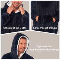 Oversized Men's Hooded Blanket Sweatshirt with Sherpa Lining Plush Wearable Hoodie for Lounging Camping One Size Fits All by Daisy Dreamer Hooded Blanket