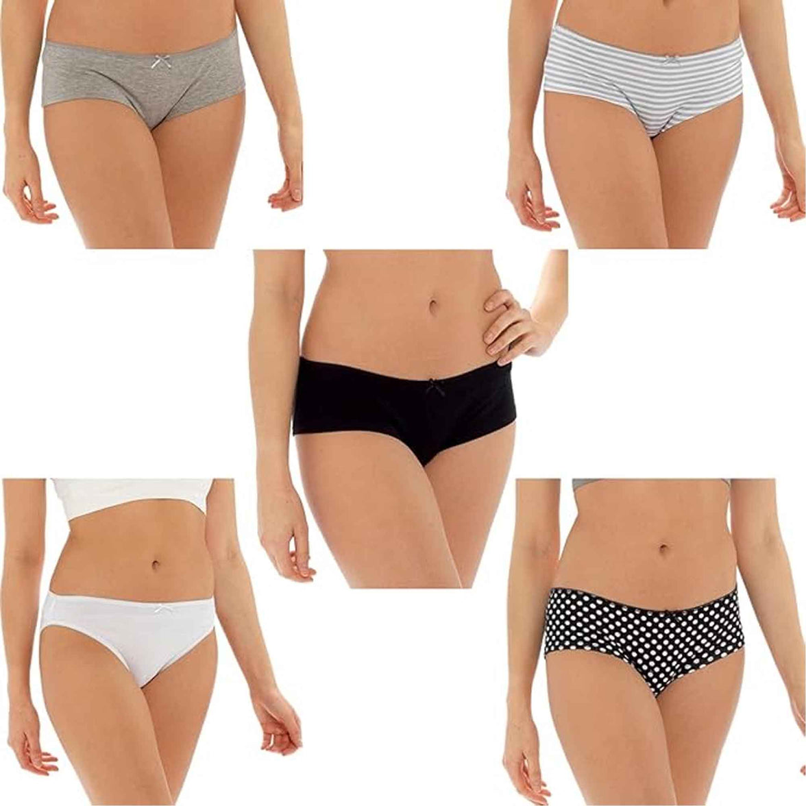 Pack of 10 Womens Cotton Briefs Comfortable Underwear Shorts with Stretch Waistband Assorted Styles Breathable Cotton Blend UK Sizes 12-18 by Daisy Dreamer ASSORTED / 12 Underwear
