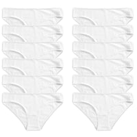Pack of 12 Womens 100 Percent Cotton High Leg Bikini Briefs Comfortable Stretch Waistband Hypoallergenic Breathable Underwear Multipack Black White UK Sizes 10-20 by Daisy Dreamer WHITE / 10-12 Underwear