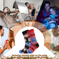 Pack of 2 Men's Festive Xmas Chunky Knit Slipper Socks with Grips Thick Warm Non-Slip Indoor Bed Socks Gift by Sock Stack UK 6-11 / CHRISTMAS Socks