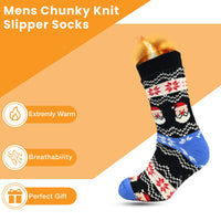Pack of 2 Men's Festive Xmas Chunky Knit Slipper Socks with Grips Thick Warm Non-Slip Indoor Bed Socks Gift by Sock Stack UK 6-11 / CHRISTMAS Socks