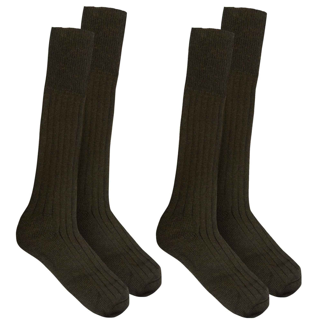 Pack of 2 Mens Heavy Duty Thermal Winter Boot Socks Warm Cotton Blend with Ankle and Arch Support Ideal for Outdoor Activities Hiking Camping Cold Weather UK 6-11 Black and Green Sock Stack GREEN / 6-11 Socks