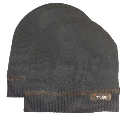 Pack of 2 Mens Stripe Fleece Beanie Hat with 3M Thinsulate Insulation Quick Drying Lightweight Winter Thermal Protection for Skiing Hiking Outdoor by Sock Stack NAVY Hats