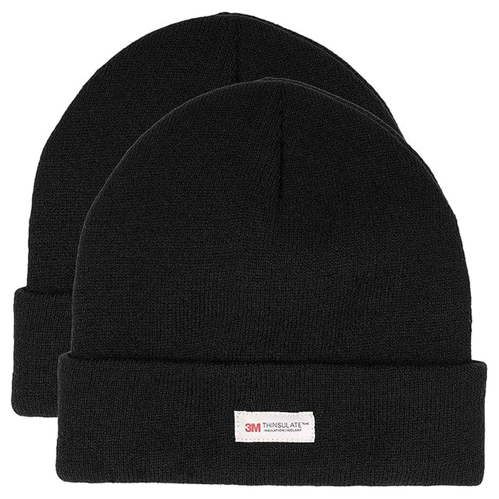 Pack of 2 Mens Winter Ski Beanie Hats with 3M Thinsulate Thermal Lining for Skiing Snowboarding Outdoor Activities Warm Breathable Moisture-Wicking Knit Caps by Sock Stack BLACK Hats