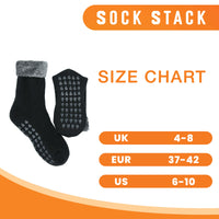 Pack of 2 Women's Feather Soft TOT Slipper Socks with Anti-Slip Grips Fleece Lined Cozy Winter Indoor Lounge Socks by Sock Stack UK 4-7 / BLACK / GREY Socks