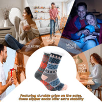 Pack of 2 Women's Fur Lined Chunky Slipper Socks Soft Warm & Cozy Winter Non-Slip Knitted Lounge Bed Socks by Socks Stack. ASSORTED Socks
