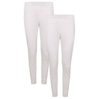 Pack of 2 Womens Thermal Pants Advanced Insulating Yarn Cotton Rich Ribbed Comfort Fit for Running Hiking Workwear in White Grey Black by Heatwave Thermalwear WHITE / 10-12 Thermal Underwear