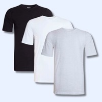 Pack of 3 Men's Plain T-Shirts Soft Breathable Cotton Polyester Blend Short Sleeve Tees Versatile Classic Colors by Sock Stack BLACK/WHITE/GREY / S T-Shirts