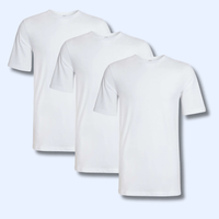 Pack of 3 Men's Plain T-Shirts Soft Breathable Cotton Polyester Blend Short Sleeve Tees Versatile Classic Colors by Sock Stack WHITE / S T-Shirts