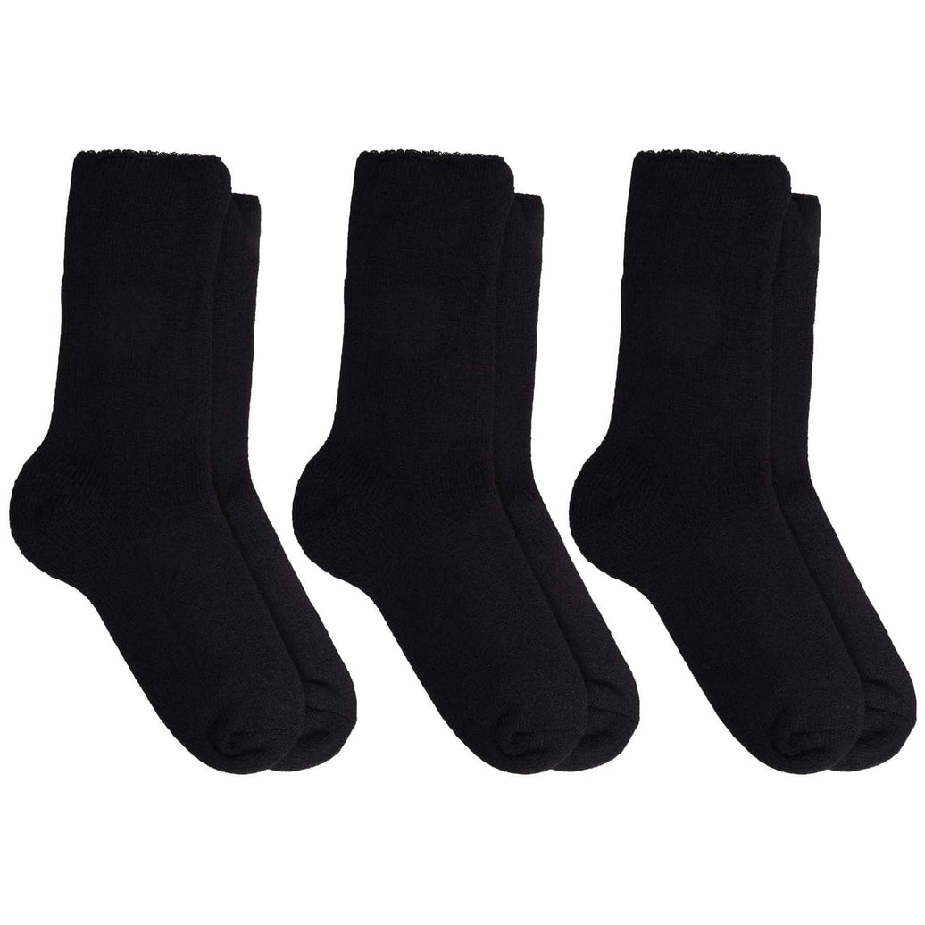 Pack of 3 Womens Thermal Hot Socks Heavy Duty Insulated Boot Socks 2.3 Tog for Winter Hiking UK 4-7 by Heatwave Thermalwear BLACK / 4-7 Socks
