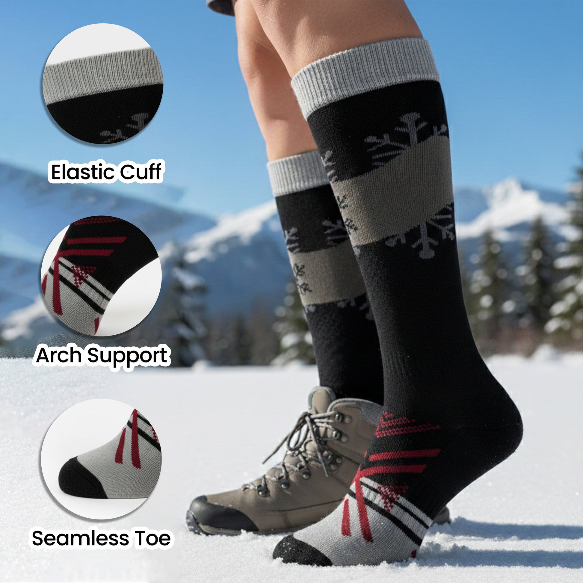 Pack of 4 Men’s Ski Socks Fair Isle Pattern Winter Thermal Socks for Skiing Snowboarding Hiking Outdoor by Sock Stack UK 6–11 Socks
