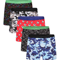 Pack of 5 Boys Boxer Shorts Cotton Rich Football Army Gamer Designs Elastic Waistband Comfortable Underwear for Active Kids by Sock Stack 5-6 YRS / ASSORTED Boxer Shorts