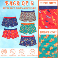 Pack of 5 Boys Boxer Shorts Fun Prints Comfortable Underpants Elastic Waistband Breathable Stretchable Kids Boxer Trunks for Everyday Wear by Sock Stack Boxer Shorts