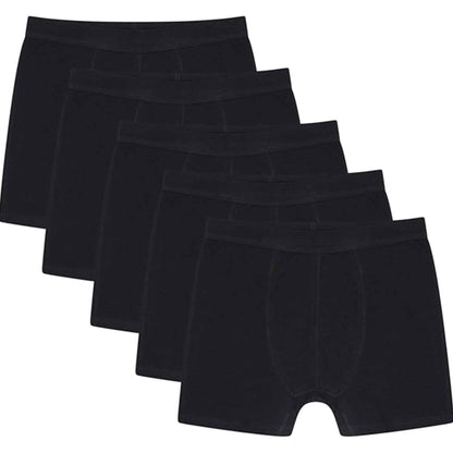 Pack of 5 Boys Organic Cotton Stretch Boxer Trunks Kids Underwear Comfortable Durable Essentials for Ages 5-13 Breathable Fabric Ideal for School Sports by Sock Stack BLACK / 5-6 YRS Boxer Shorts