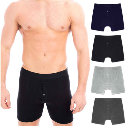 Pack of 5 Men's Cotton Boxer Shorts Button Fly Breathable Stretchy Classic Trunks Premium Comfort Everyday Wear Gym Sports Sock Stack ASSORTED / L Boxer Shorts