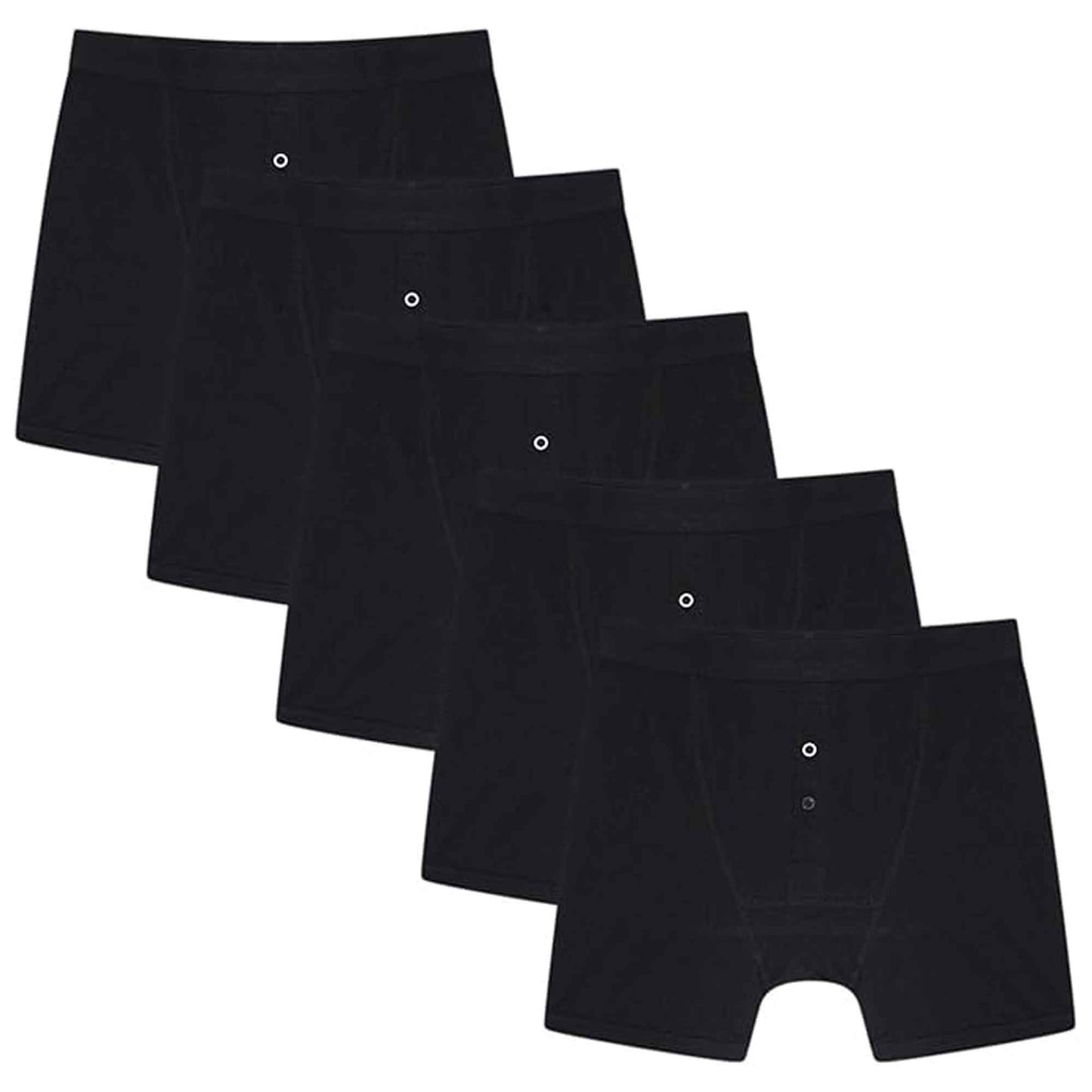 Pack of 5 Men's Cotton Boxer Shorts Button Fly Breathable Stretchy Classic Trunks Premium Comfort Everyday Wear Gym Sports Sock Stack BLACK / M Boxer Shorts
