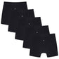 Pack of 5 Men's Cotton Boxer Shorts Button Fly Breathable Stretchy Classic Trunks Premium Comfort Everyday Wear Gym Sports Sock Stack BLACK / M Boxer Shorts