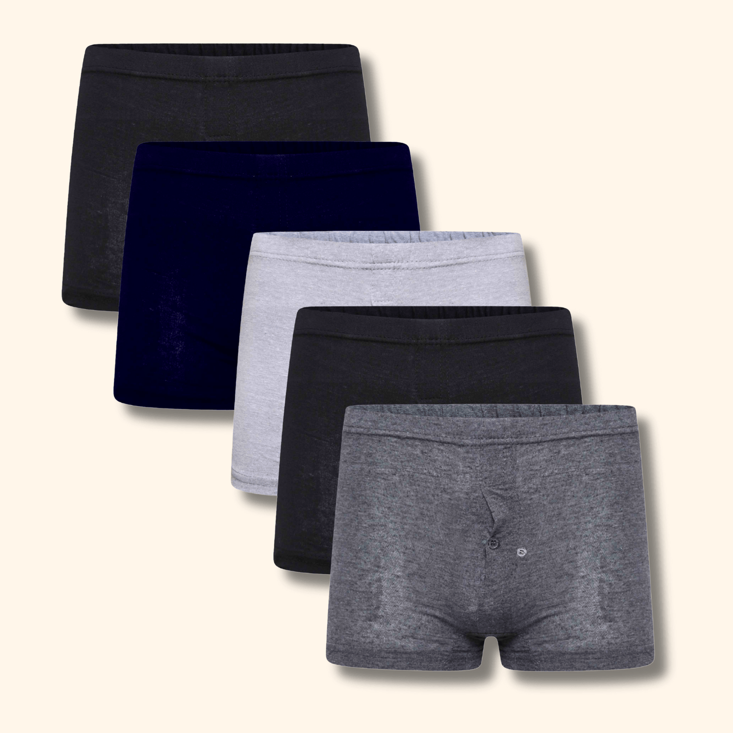 Pack Of 5 Mens Jersey Plus Size Boxer Shorts Cotton Classic Fit Breathable Button Fly Design Men Boxers Underwear by Sock Stack ASSORTED / 2XL Boxer Shorts