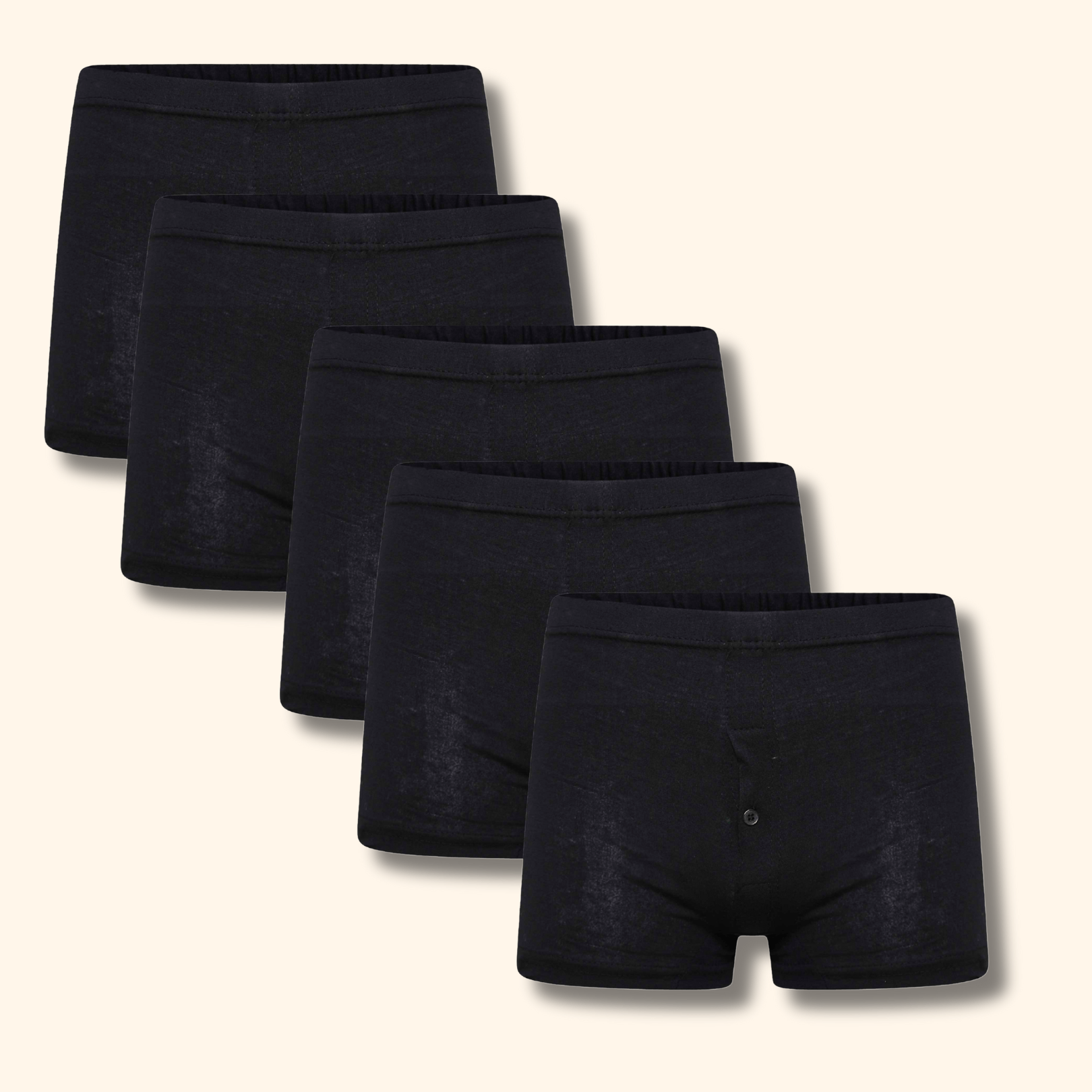 Pack Of 5 Mens Jersey Plus Size Boxer Shorts Cotton Classic Fit Breathable Button Fly Design Men Boxers Underwear by Sock Stack BLACK / 2XL Boxer Shorts