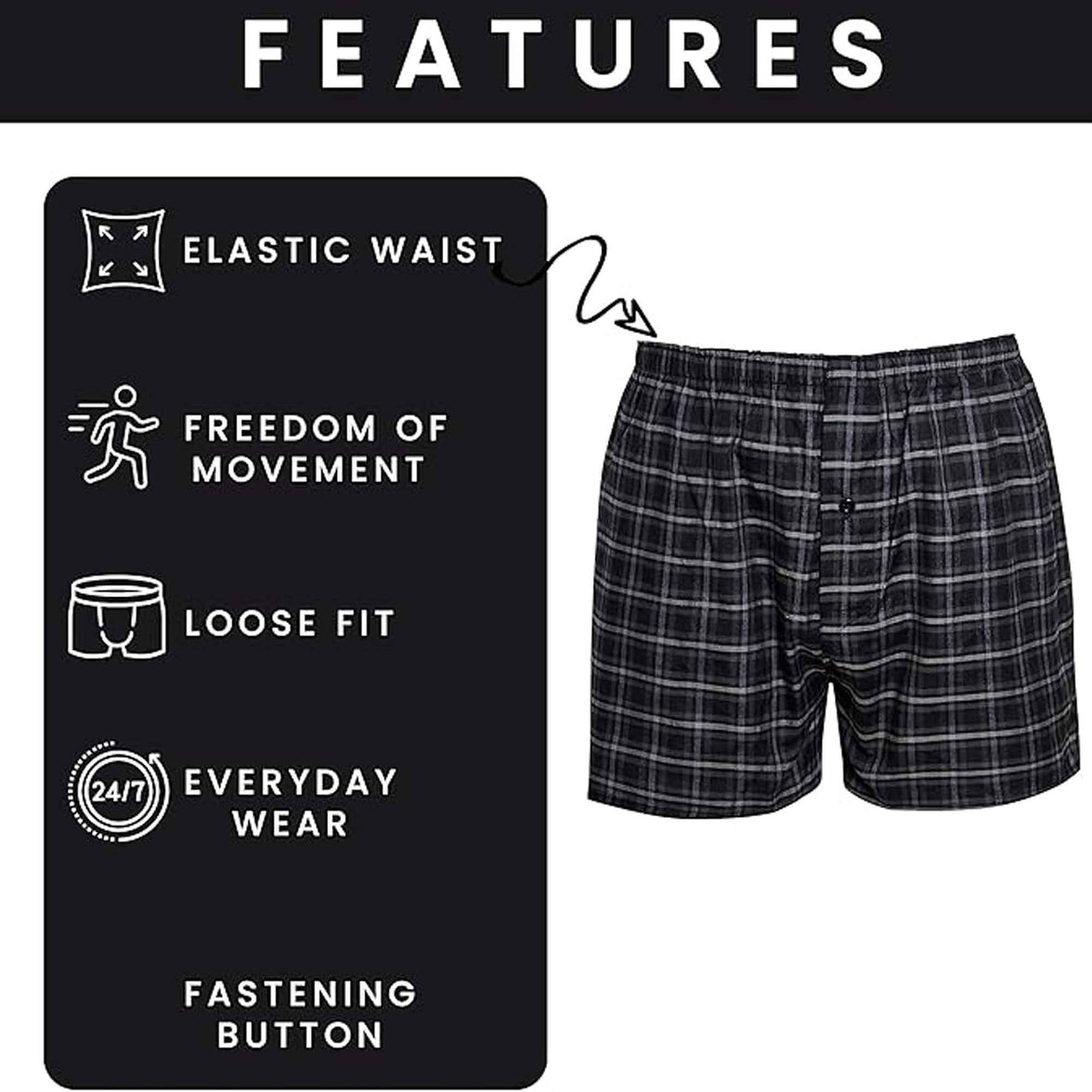 Pack of 6 Kids Loose Fit Woven Boxers Durable Cotton Blend with Elastic Waistband Sizes 5-13 Years Ideal for School Sports KB01 by Sock Stack Boxer Shorts