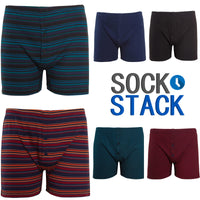 Pack of 6 Men’s Boxer Shorts Classic Fit Jersey Underwear with Printed Design Button Fly & Elastic Waistband by Sock Stack Boxer Shorts