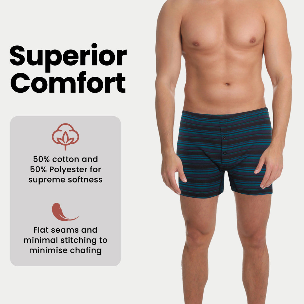 Pack of 6 Men’s Boxer Shorts Classic Fit Jersey Underwear with Printed Design Button Fly & Elastic Waistband by Sock Stack Boxer Shorts