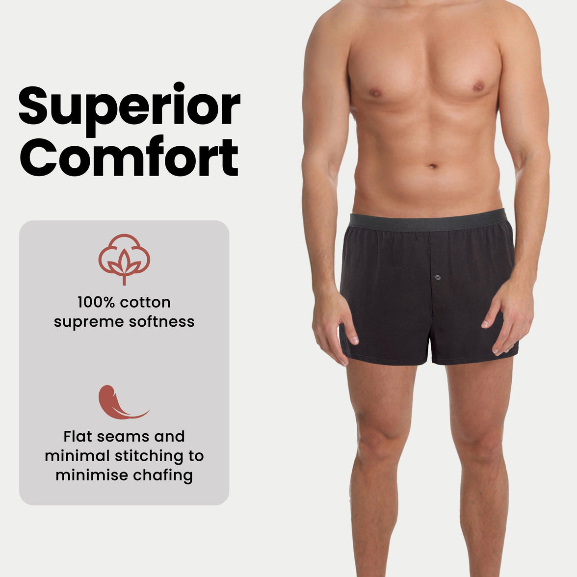 Pack of 6 Men’s Boxer Shorts Loose Fit Cotton Blend Jersey Underwear Super Soft Button Fly & Elastic Waistband by Sock Stack Boxer Shorts