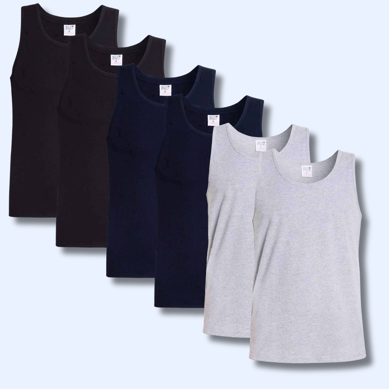 Pack of 6 Men's Cotton Blend Gym Muscle Vests Fitted Lightweight ...