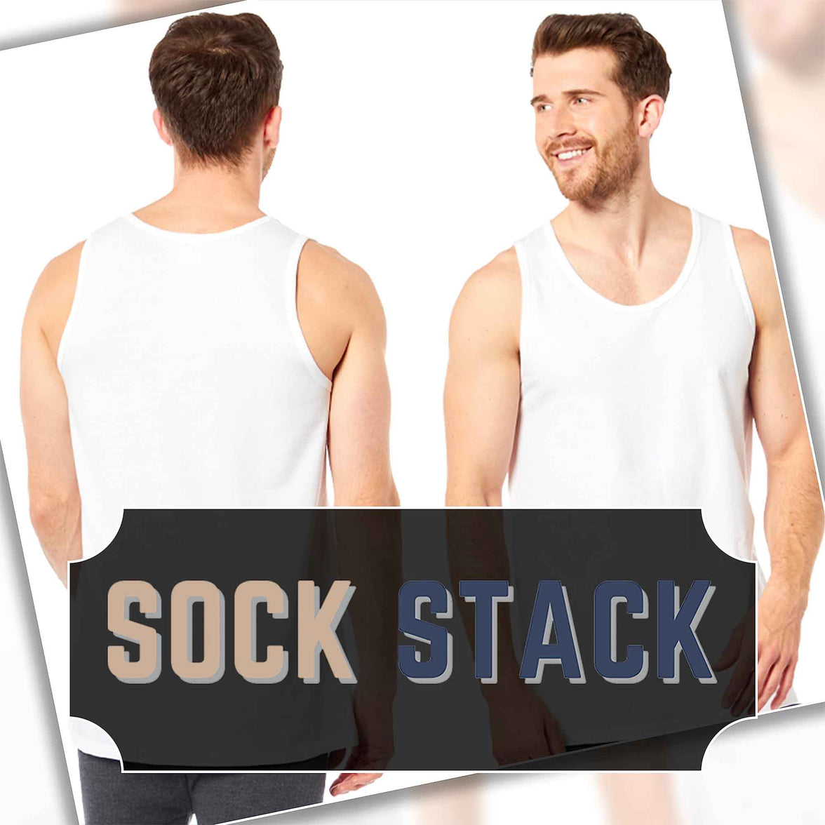 Pack of 6 Men's Cotton Blend Gym Muscle Vests Fitted Lightweight Comfortable Breathable Summer Wear Sizes S to XXL Available in Black Grey Navy White by Sock Stack Vests