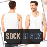 Pack of 6 Men's Cotton Blend Gym Muscle Vests Fitted Lightweight Comfortable Breathable Summer Wear Sizes S to XXL Available in Black Grey Navy White by Sock Stack Vests