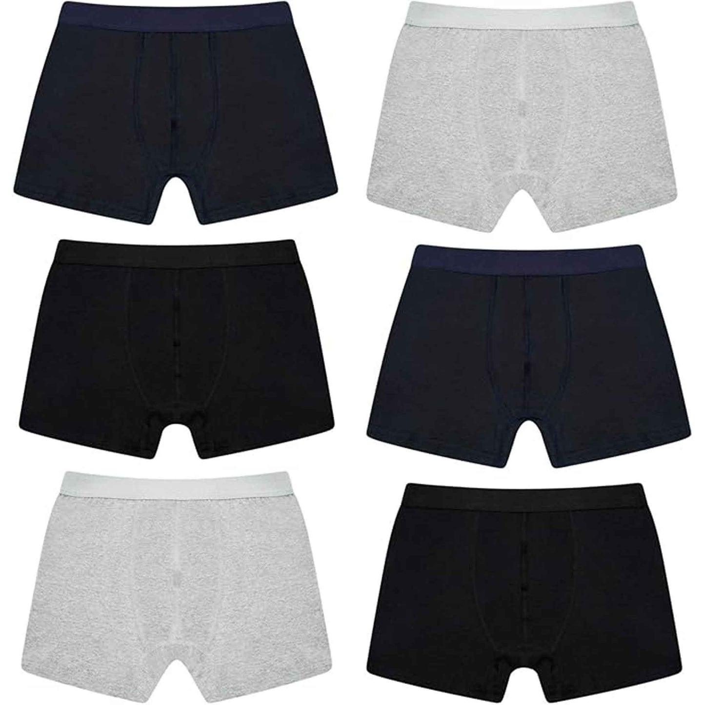 Pack of 6 Men's Cotton Rich Comfort Fit Boxer Trunk Underwear Breathable Stretch Waistband Soft Plain Boxers Multiple Sizes by Sock Stack Boxer Shorts