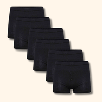 Pack Of 6 Mens Jersey Boxer Shorts Cotton Rich Classic Fit Breathable Button Fly Design Men Boxers Underwear by Sock Stack BLACK / S Boxer Shorts