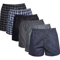 Pack of 6 Mens Loose Fit Boxers with Comfort Waistband Button Fly Breathable Cotton Blend Assorted Colours Premium Quality MB02 by Sock Stack ASSORTED / S Boxer Shorts