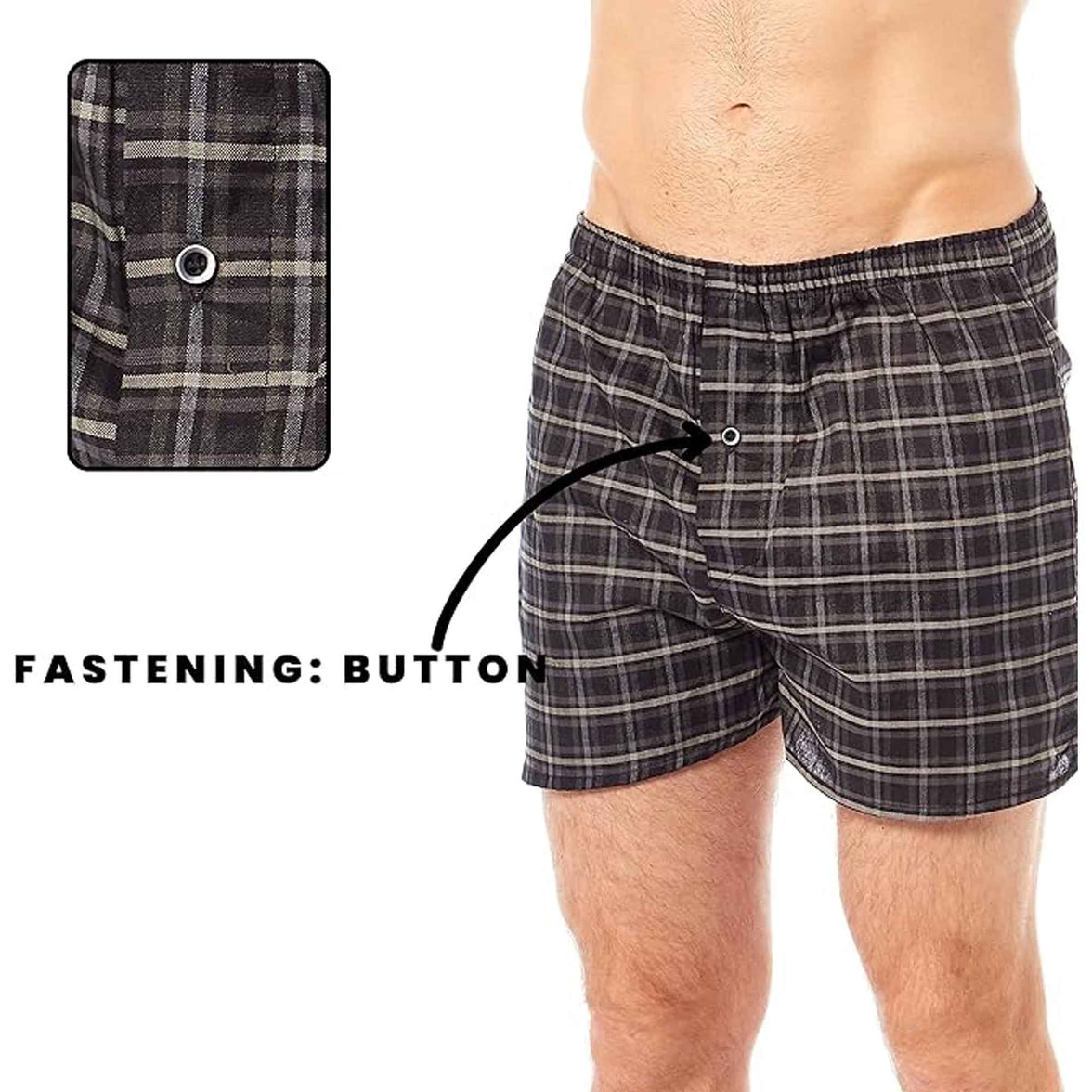 Pack of 6 Mens Loose Fit Boxers with Comfort Waistband Button Fly Breathable Cotton Blend Assorted Colours Premium Quality MB02 by Sock Stack Boxer Shorts