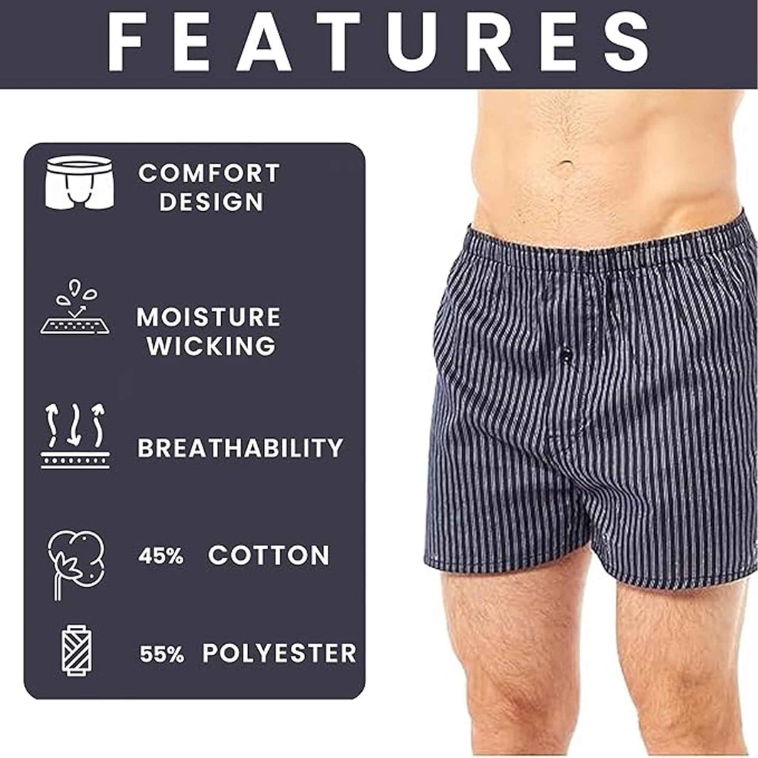 Pack of 6 Mens Loose Fit Woven Boxers with Comfort Waistband in Soft Cotton Blend Multiple Sizes and Colors Breathable Durable MB01 by Sock Stack Boxer Shorts