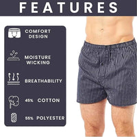 Pack of 6 Mens Loose Fit Woven Boxers with Comfort Waistband in Soft Cotton Blend Multiple Sizes and Colors Breathable Durable MB01 by Sock Stack Boxer Shorts