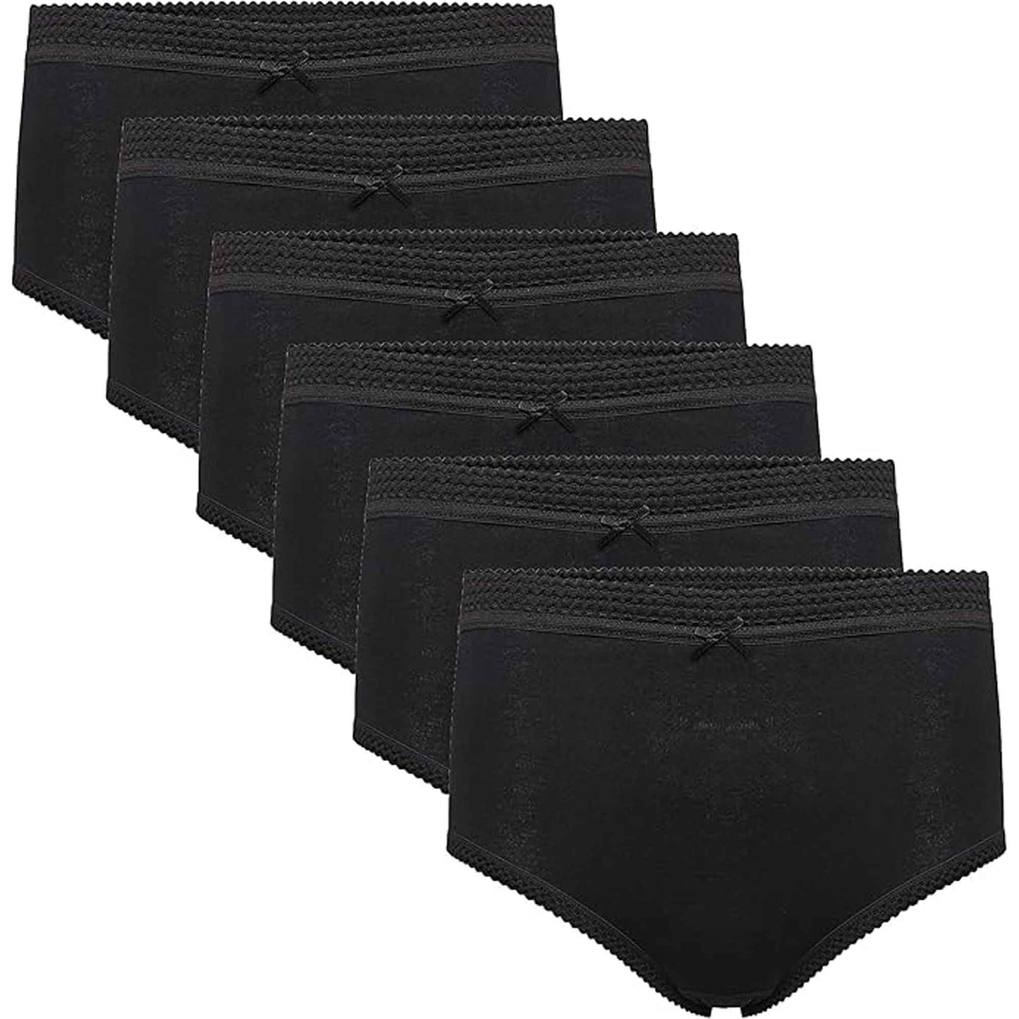 Pack of 6 Women's 100% Cotton Super Soft Maxi Briefs Full Coverage Breathable Everyday Underwear Assorted Colors Regular Plus Sizes by Sock Stack BLACK / 10-12 Underwear