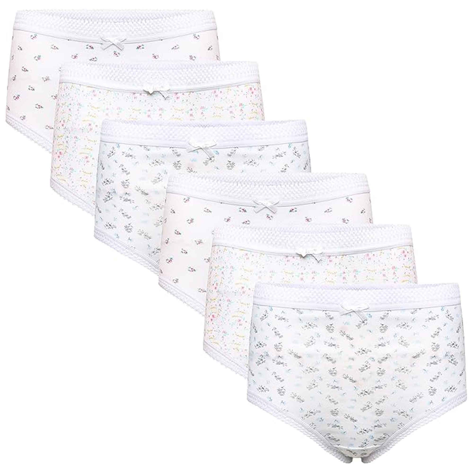 Pack of 6 Women's 100% Cotton Super Soft Maxi Briefs Full Coverage Breathable Everyday Underwear Assorted Colors Regular Plus Sizes by Sock Stack FLORAL / 10-12 Underwear