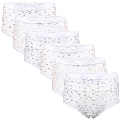 Pack of 6 Women's 100% Cotton Super Soft Maxi Briefs Full Coverage Breathable Everyday Underwear Assorted Colors Regular Plus Sizes by Sock Stack FLORAL / 10-12 Underwear