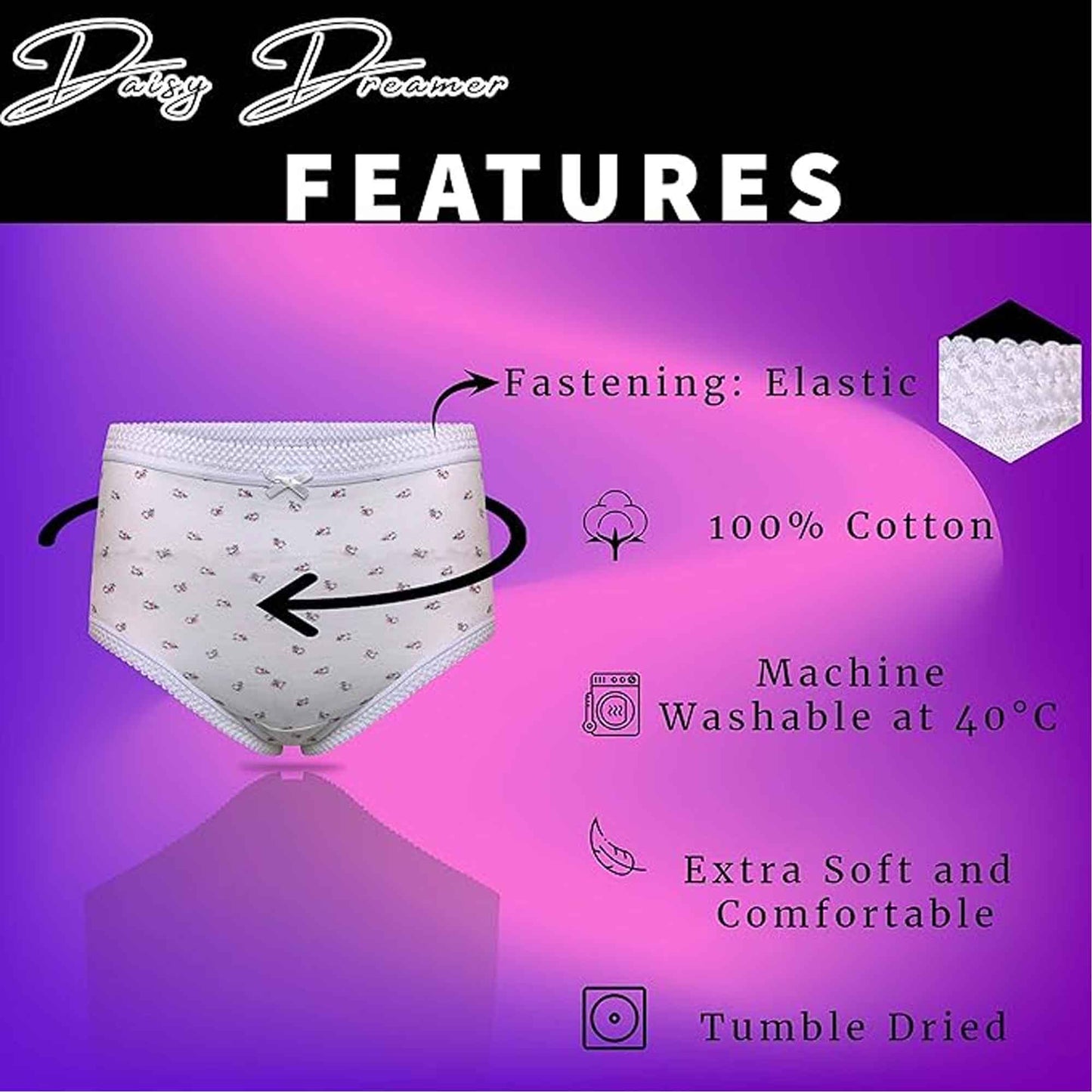 Pack of 6 Women's 100% Cotton Super Soft Maxi Briefs Full Coverage Breathable Everyday Underwear Assorted Colors Regular Plus Sizes by Sock Stack Underwear