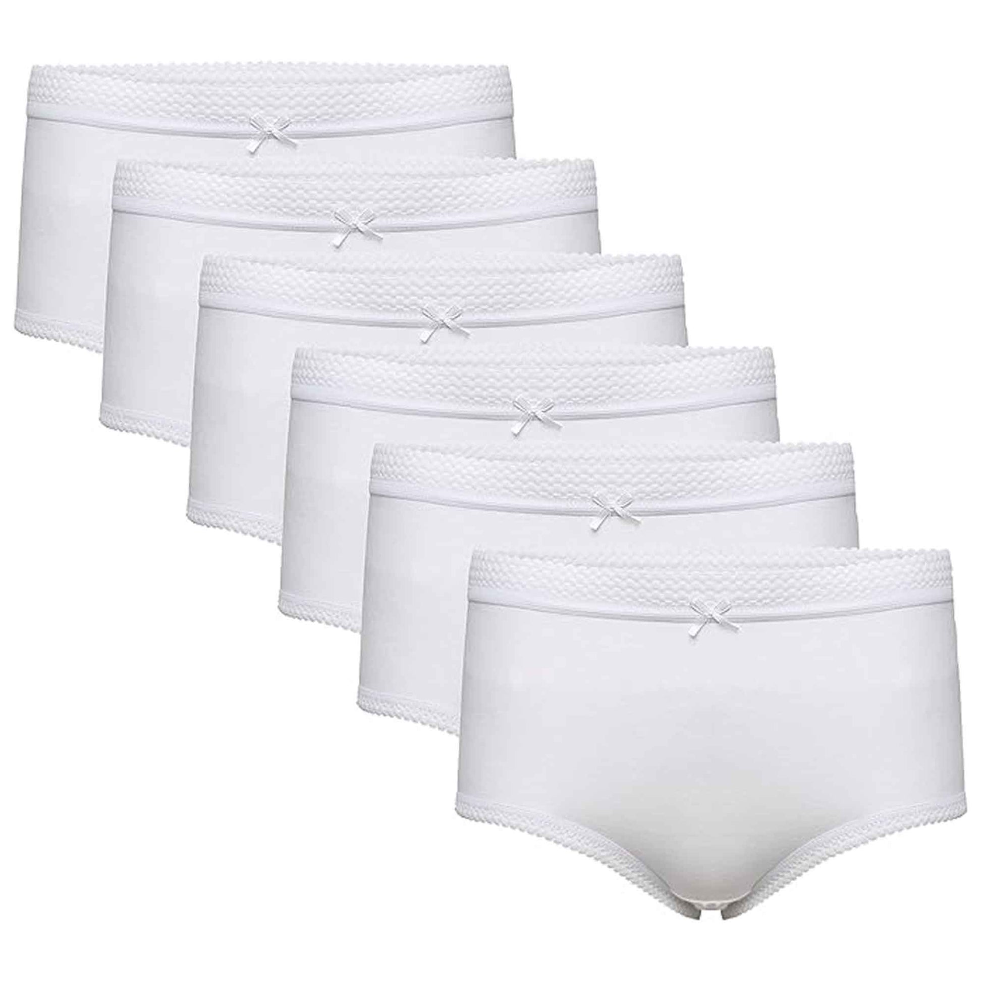 Pack of 6 Women's 100% Cotton Super Soft Maxi Briefs Full Coverage Breathable Everyday Underwear Assorted Colors Regular Plus Sizes by Sock Stack WHITE / 10-12 Underwear