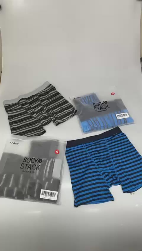 Sock Stack 6-pack heren blauwe marineblauwe gestreepte katoenen stretch boxershorts ademend dagelijks katoenrijk multipack