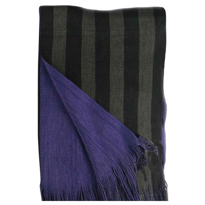 Reversible Stripe Design Men's Scarves Soft Woven Acrylic Fabric Winter Accessory Stylish for Casual and Formal Outfits 3 Colour Options Sock Stack BLACK/PURPLE Scarves