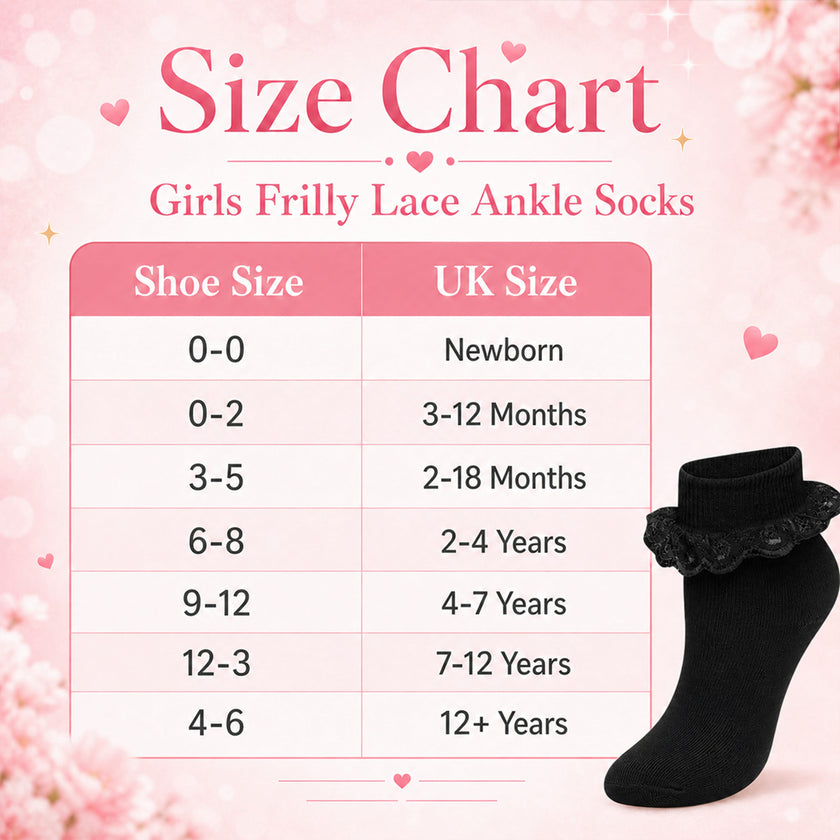 Sock Stack 6 Pairs Black Girls Tutu Frilly Ankle Socks With Lace And ...