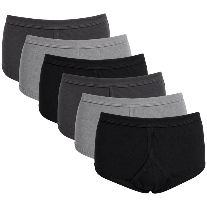Sock Stack Men's 6 Pack Cotton Y-Front Briefs White 100% Cotton Soft Stretch Waistband Hypoallergenic Durable Underwear Everyday Comfort BLACK/CHARCOAL/GREY / S Underwear