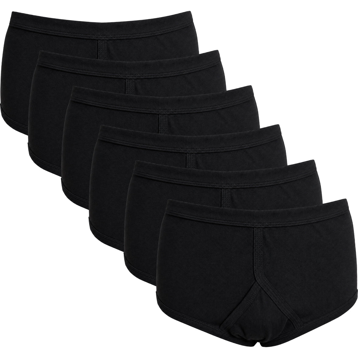 Sock Stack Men's 6 Pack Cotton Y-Front Briefs White 100% Cotton Soft Stretch Waistband Hypoallergenic Durable Underwear Everyday Comfort BLACK / S Underwear